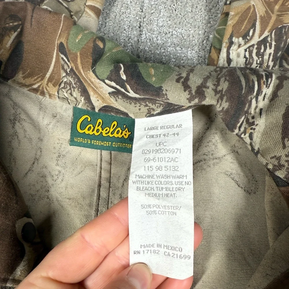 Vintage Cabelas Made in USA Camo Long Sleeve Hunting Coveralls Men Size Large